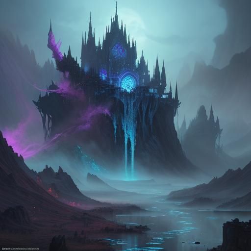 Mystical Realm: Wizard's Battle in Watercolor Concept Art