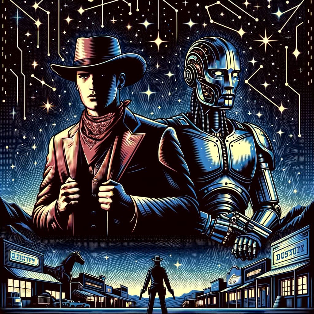 Retro Sci-Fi Western Showdown Poster