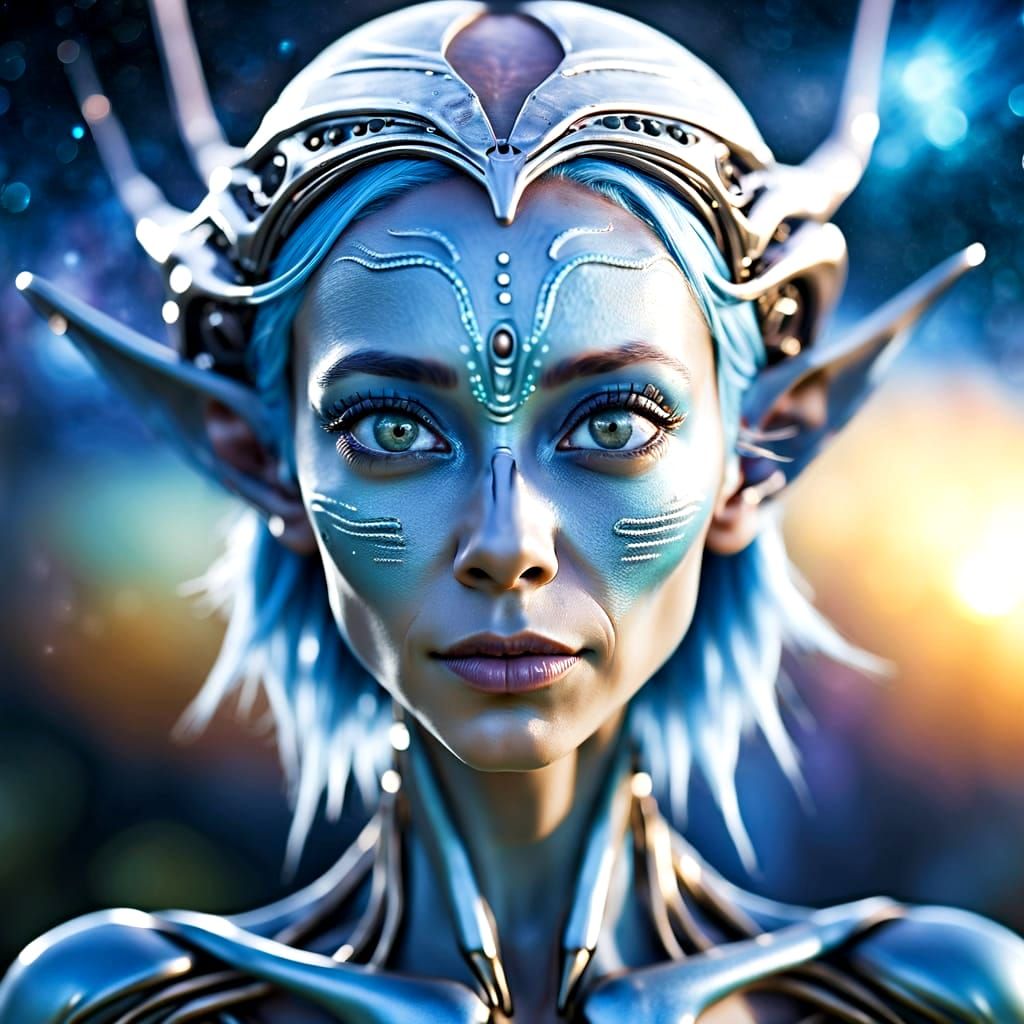 Ethereal Alien Goddess in a Galactic Sky