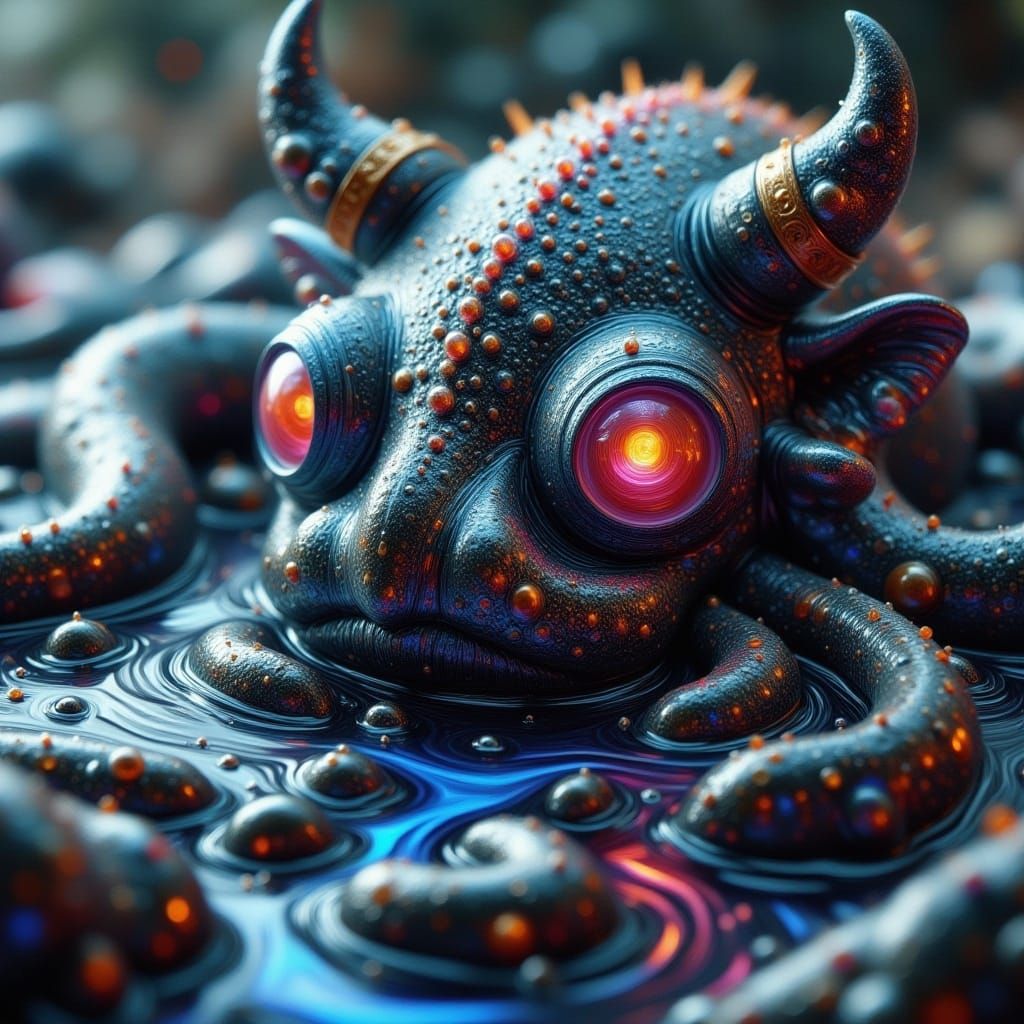 Iridescent Cow Slime: Hyperrealistic Digital Art