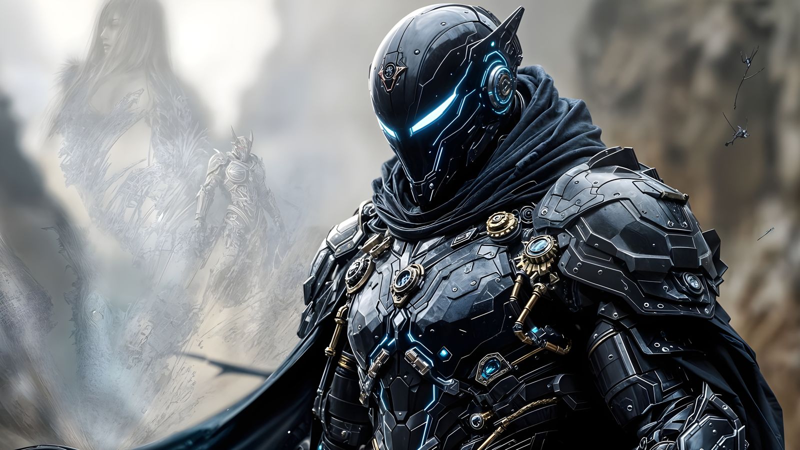 Steampunk Hunter Warrior in Midnight Black Armor