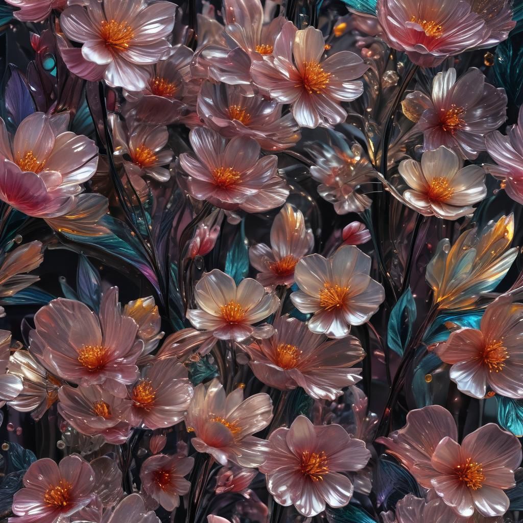 Enamel Glass Flowers in Macro Photography