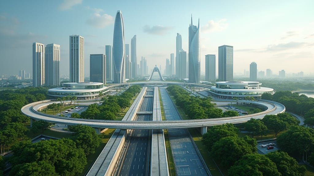 Futuristic Amaravathi Cityscape in Vibrant Daylight