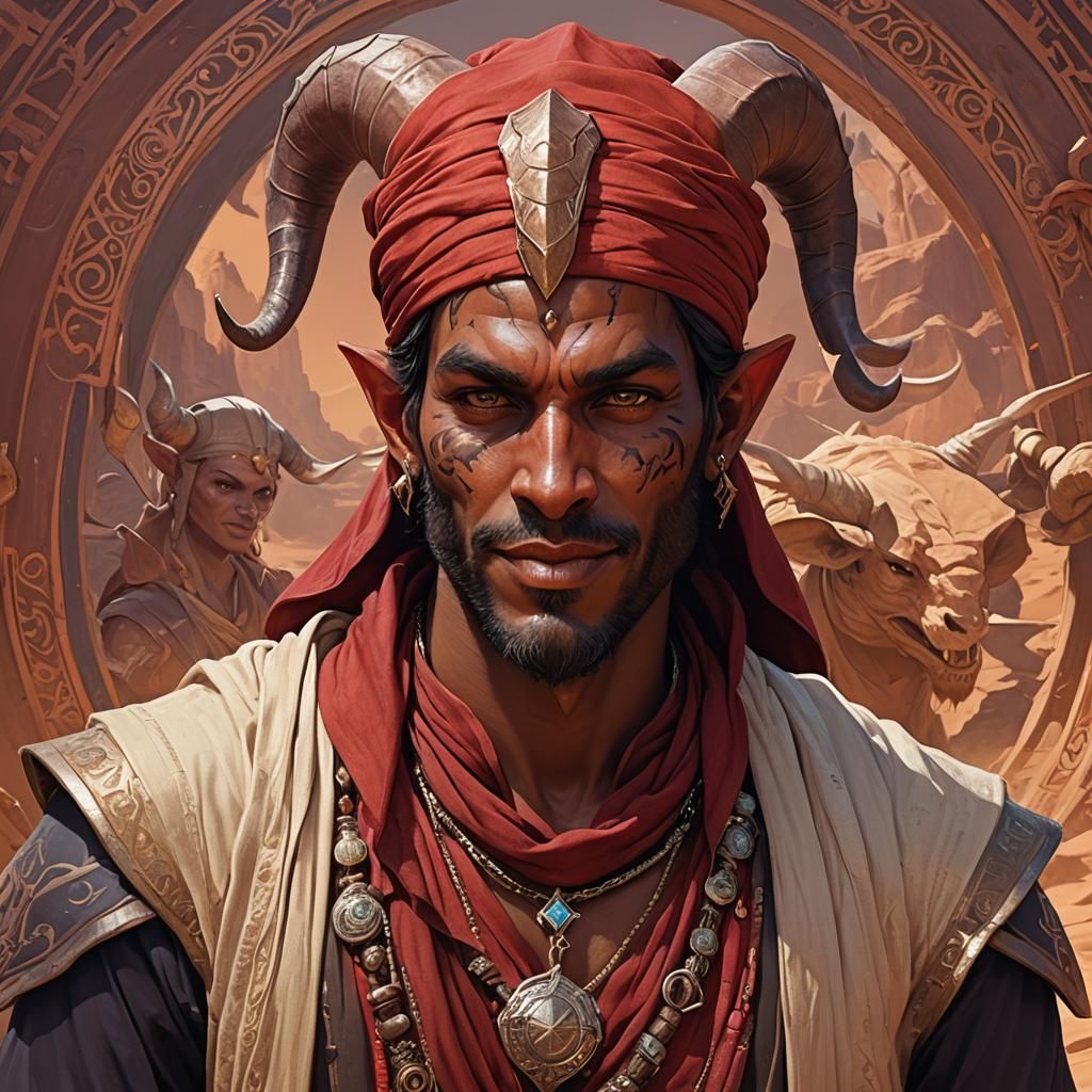 Tiefling Desert Portrait in Fantasy Art Style