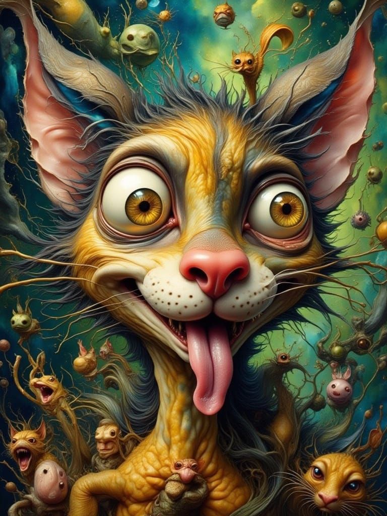 Surreal Cats in Melting Dali Landscape