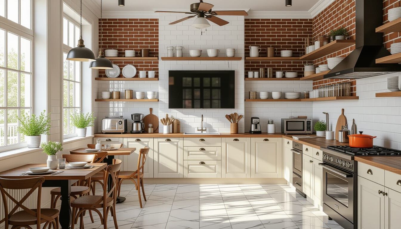 Vibrant Victorian Kitchen with Modern Appliances