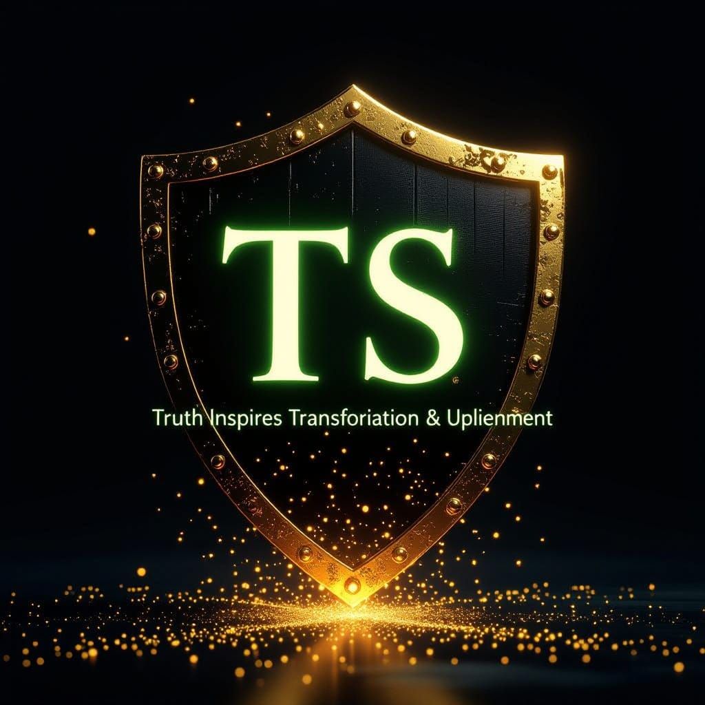 Golden Shield Emblem with Glowing Initials