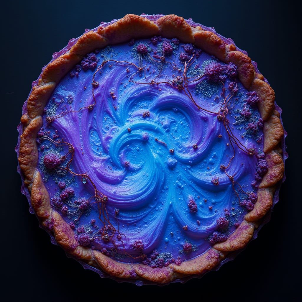 Electric Dreamscape Pie in Neon-Lit Futurism Style