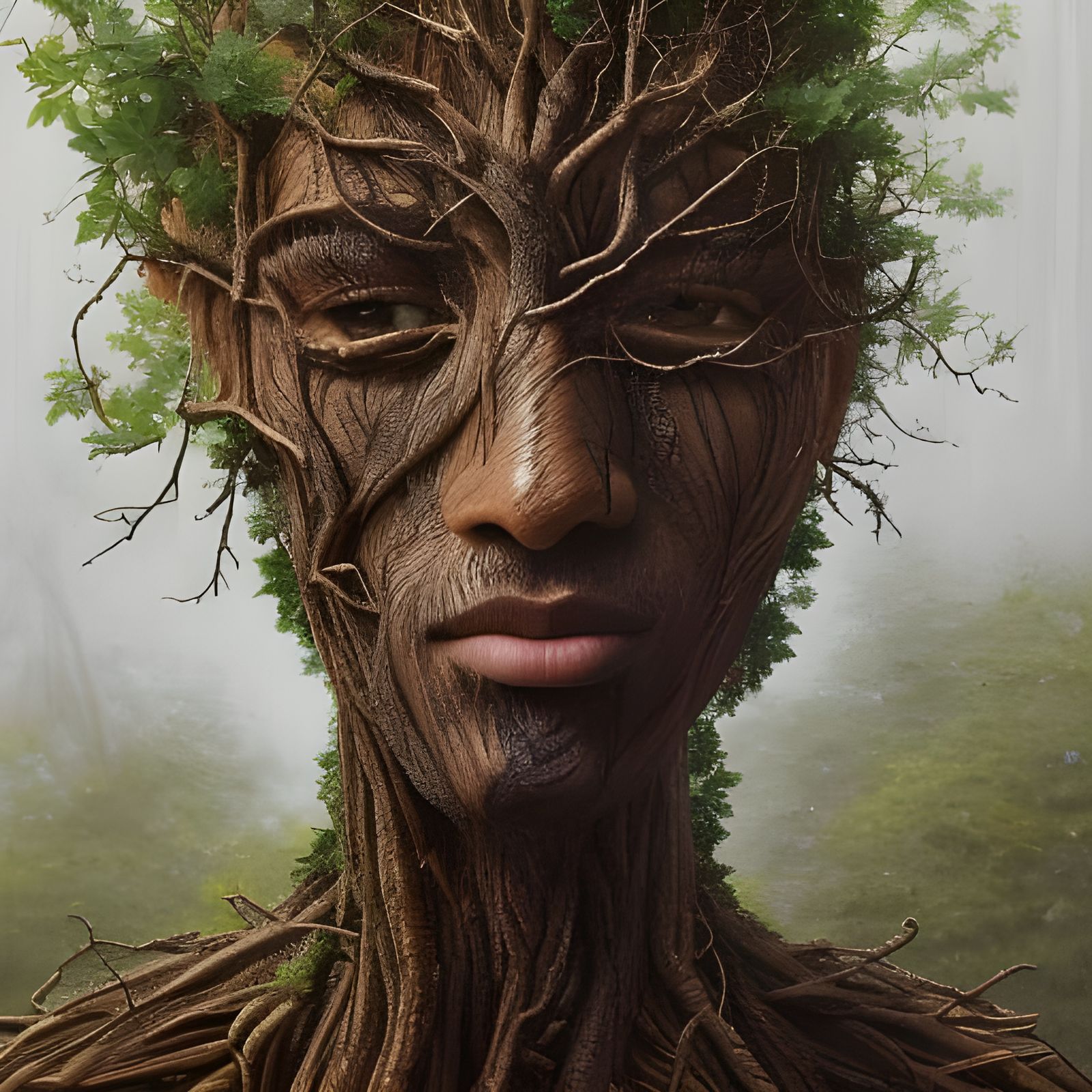 Ornate Tree Man Portrait in Mythic Fantasy Style