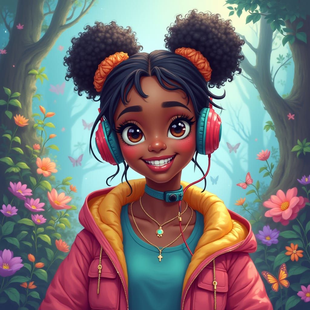 Gaming Girl in Fairytale World: Digital Art