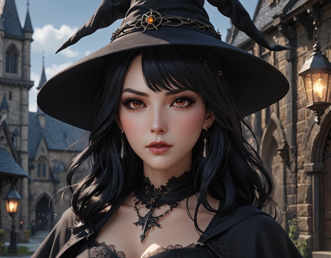 Anime-Style Gothic Witch Concept Art