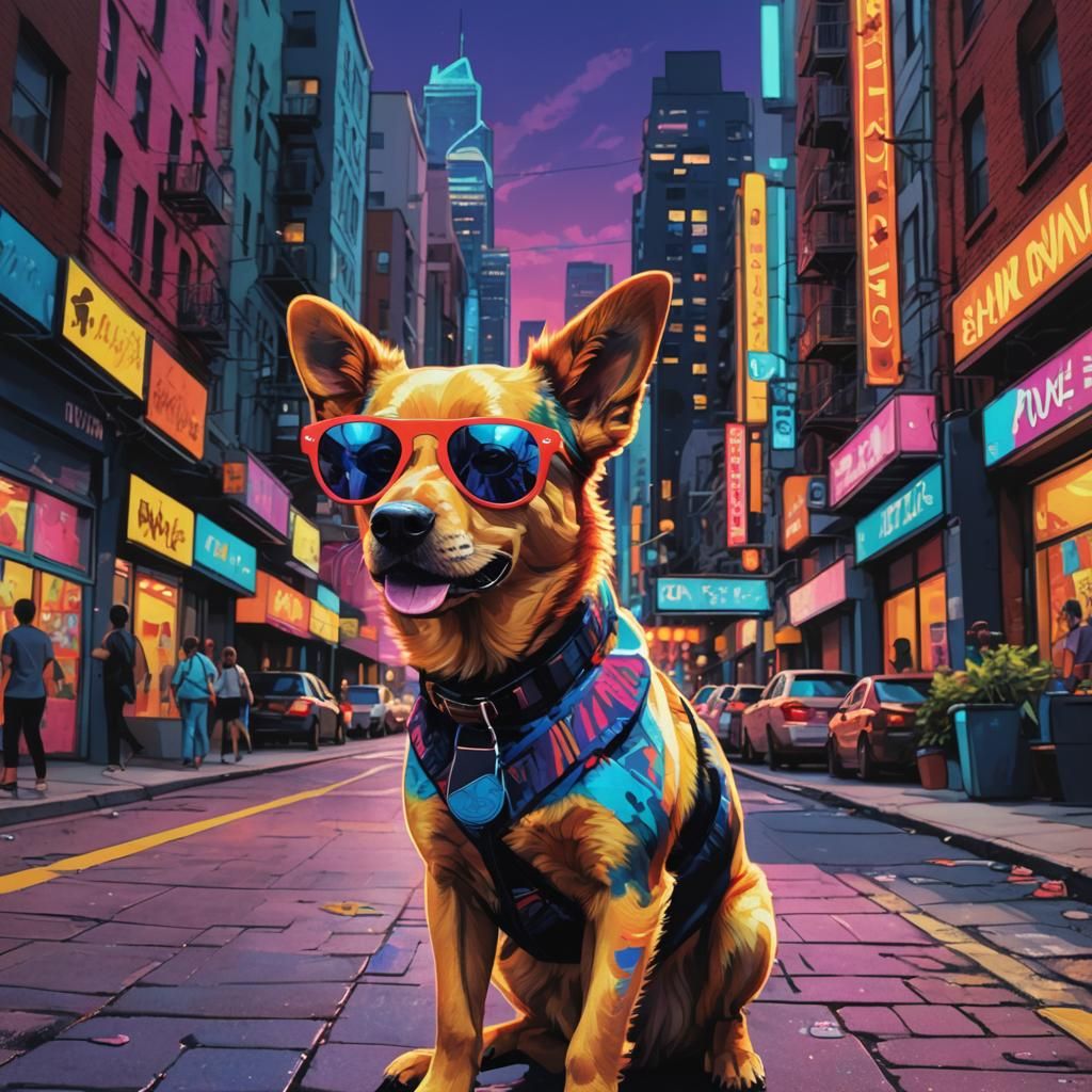 Dog in Sunglasses: Hyper-Realistic Pop Art