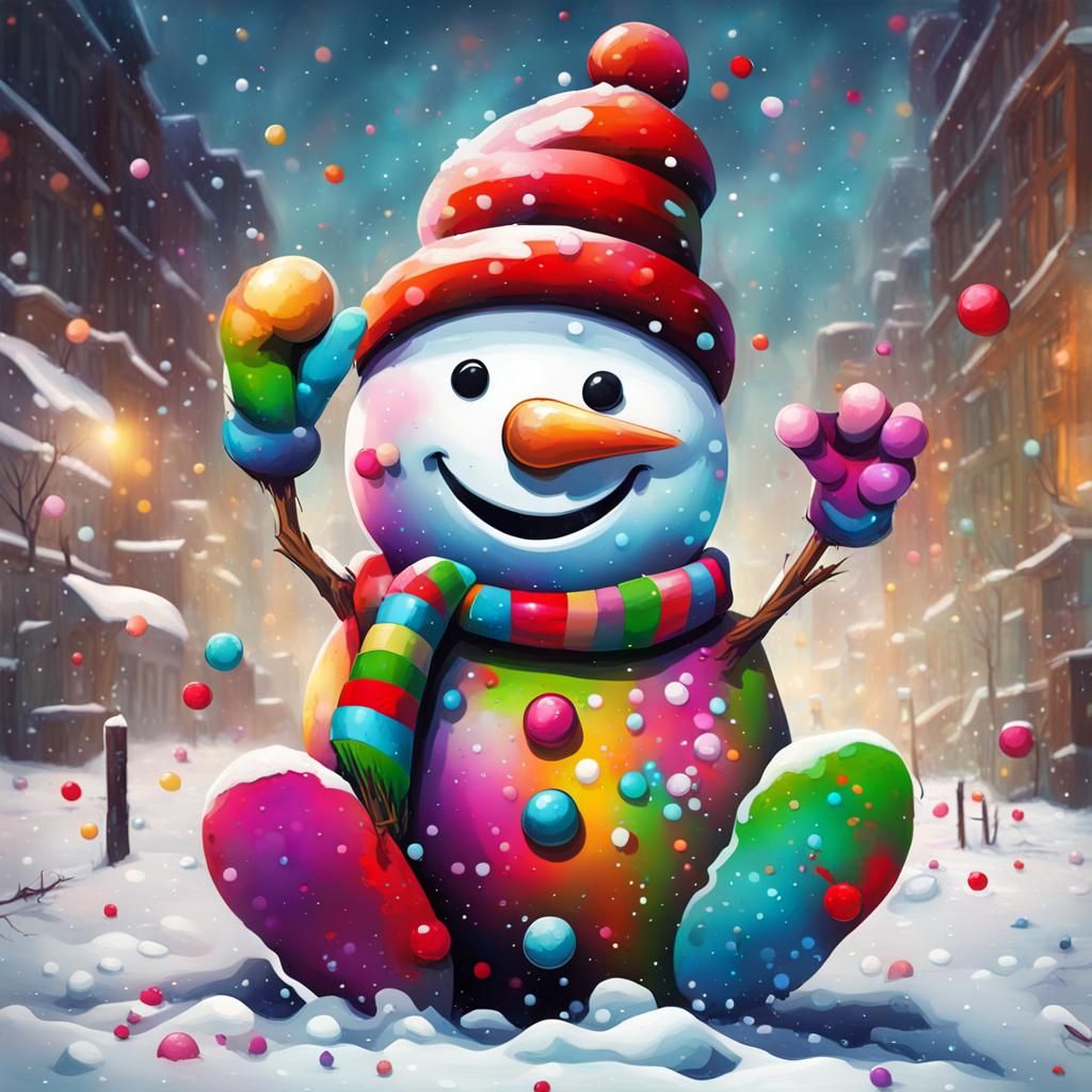 Crazy Snowman Graffiti Wishes Merry Christmas