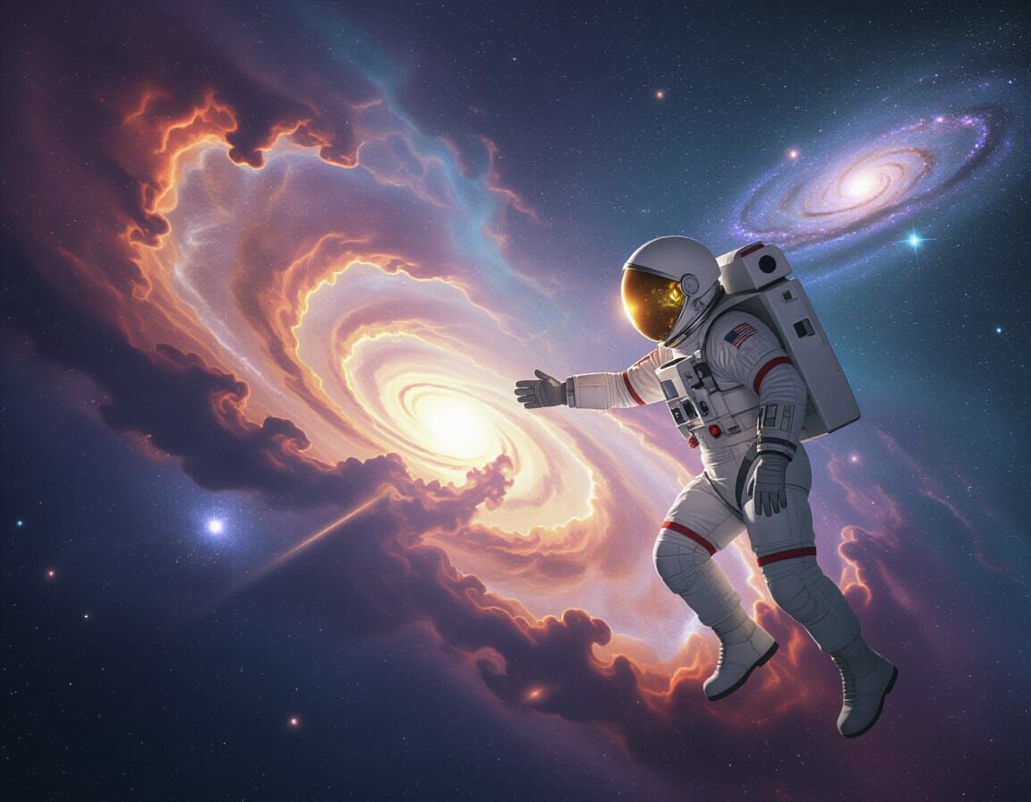 Astronaut in Nebulae: Retro-Futuristic Sci-Fi