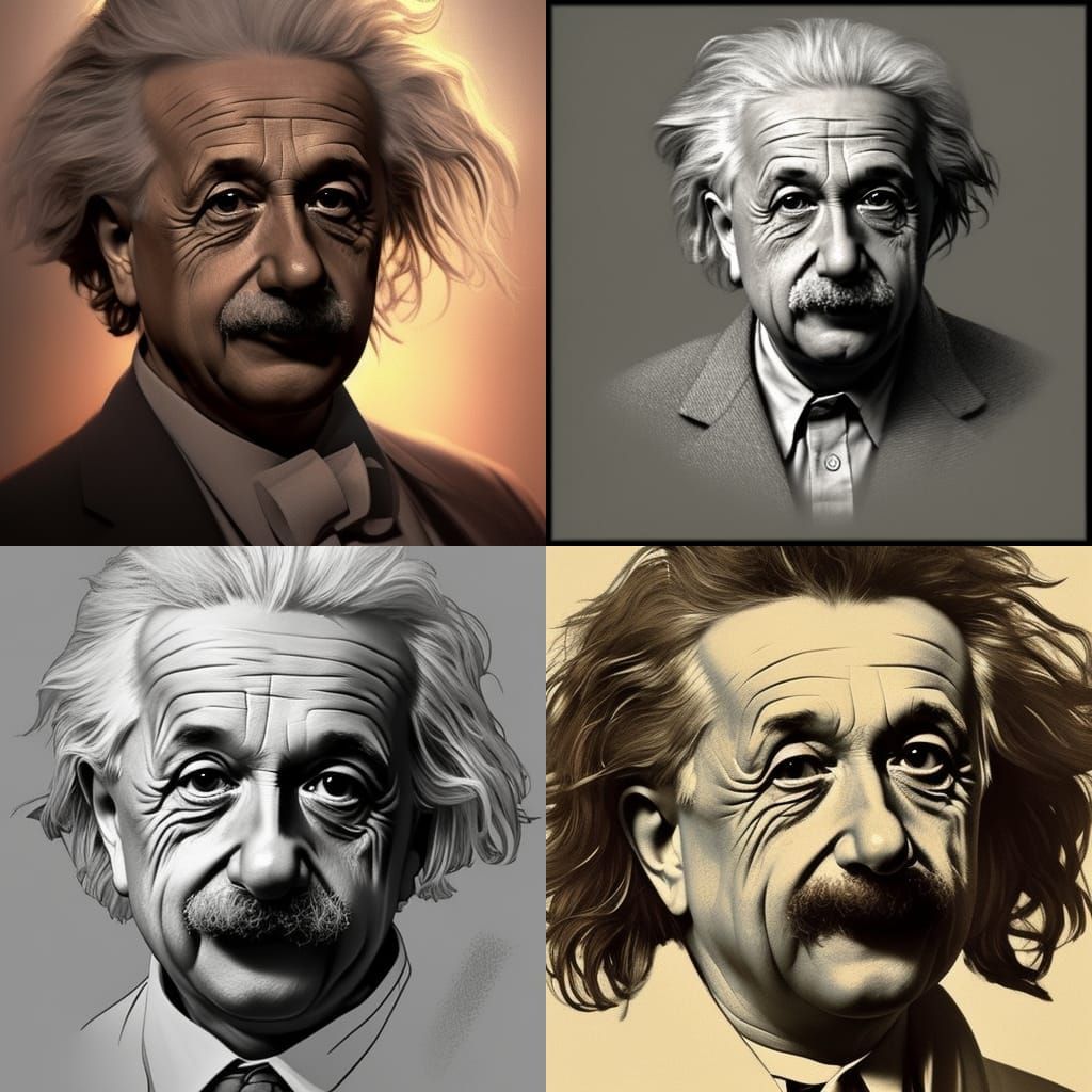 Detailed Portrait of Albert Einstein in Art Nouveau Style