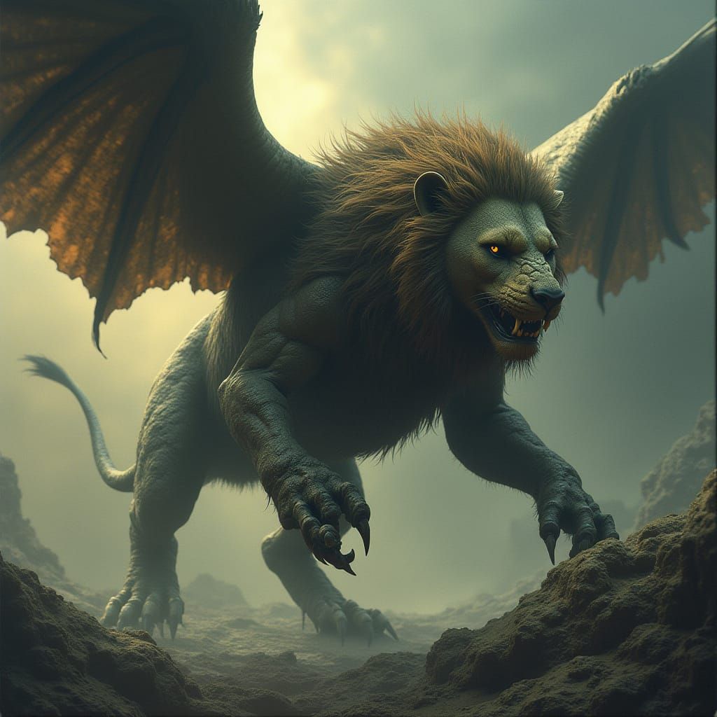 Ethereal Chimera in Dark Fantasy Realm