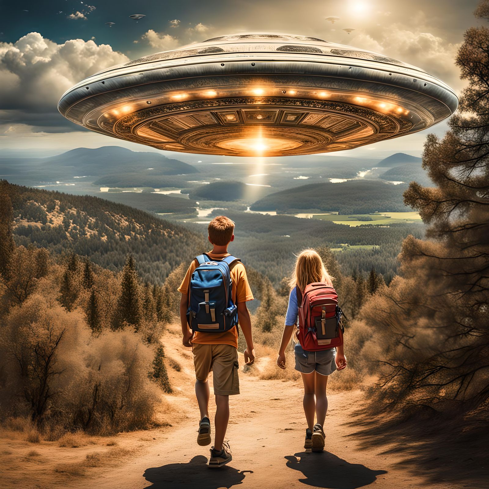 Backpackers' Close Encounter with a UFO in Hyperdetailed HDR