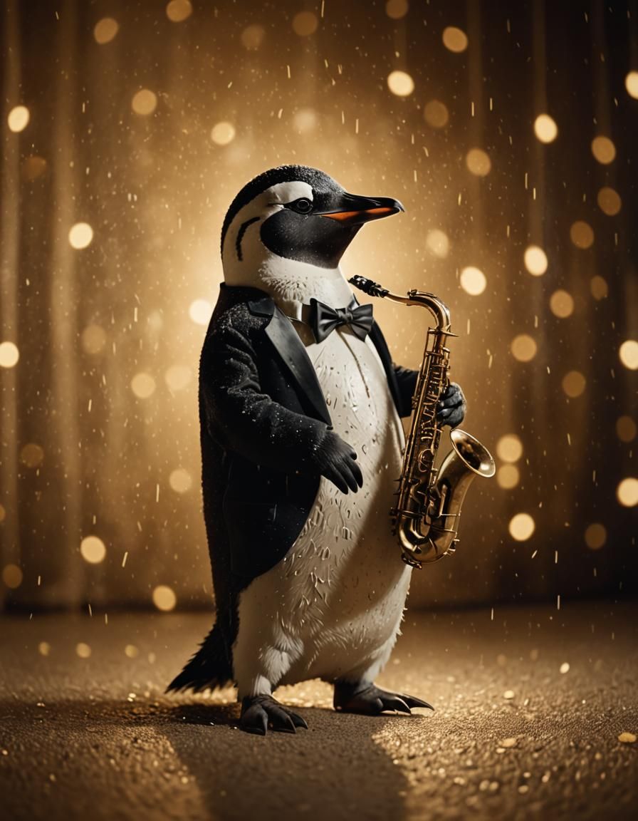 Penguin Saxophonist in Sepia Jazz Club