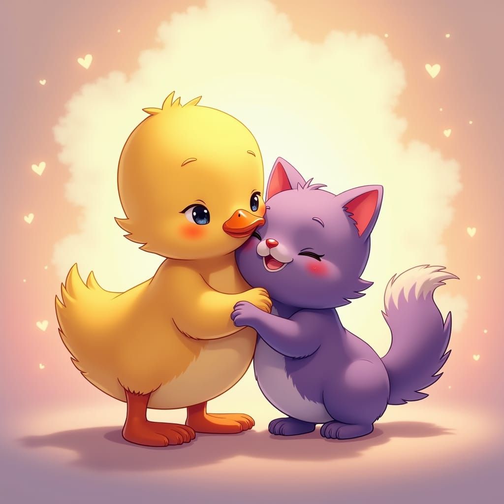 Duck and Cat in Love, Anime Style