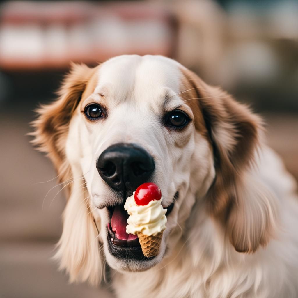 Dog Enjoys Ice Cream Treat