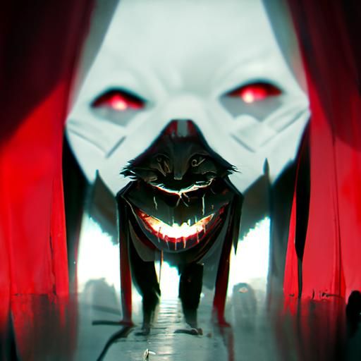 Sinister Man with Cat Eyes in Smokey Bedroom