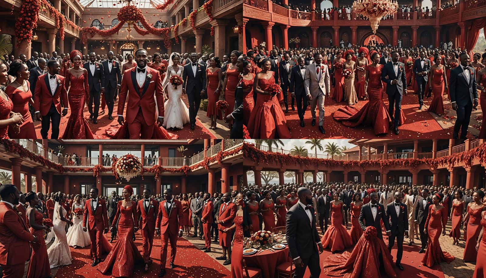 Grand African Wedding in Red: Cinematic 3D Art