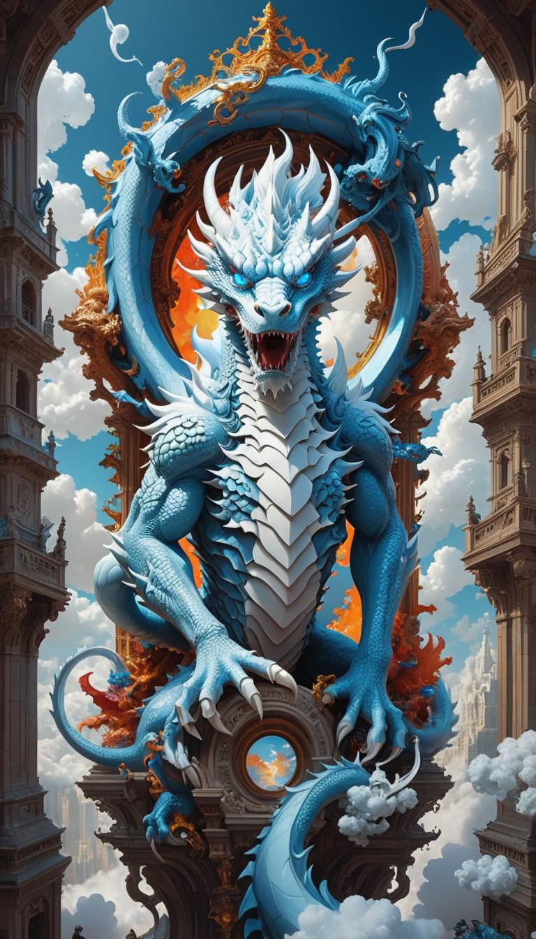 Dragon God Descending: A Surrealist Vision