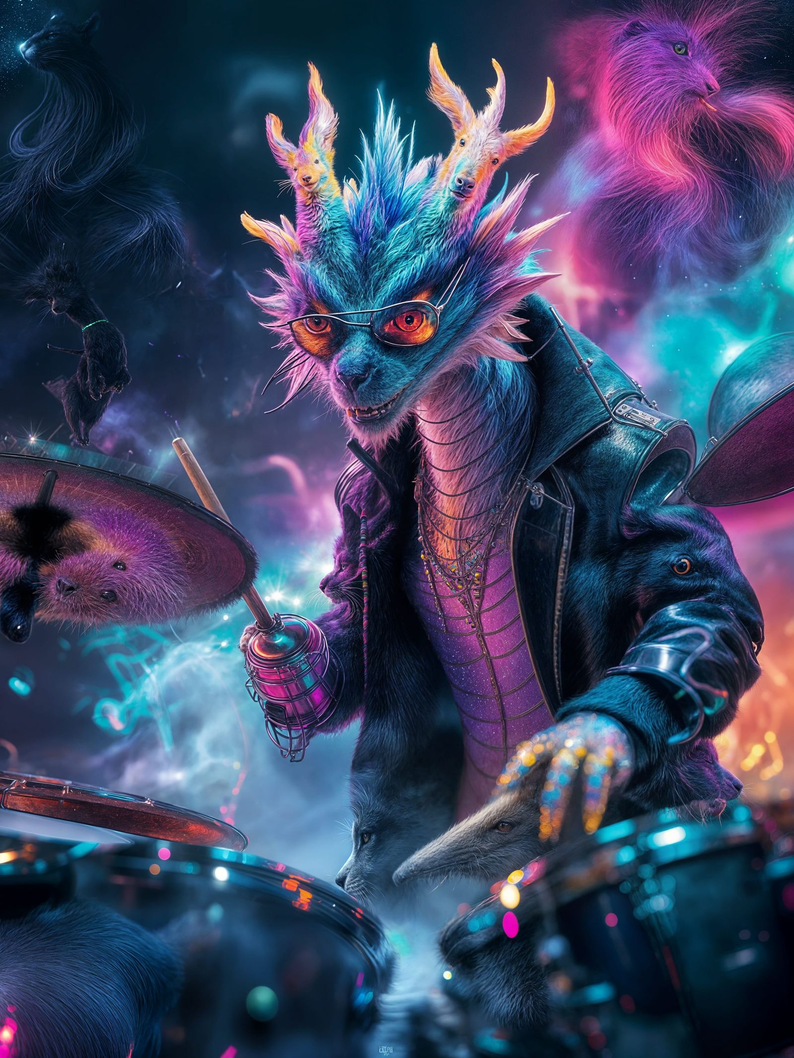 Animal Drummer: A Photorealistic Vivid Creation