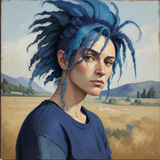 Mohican Woman Portrait in Post-Impressionist Style