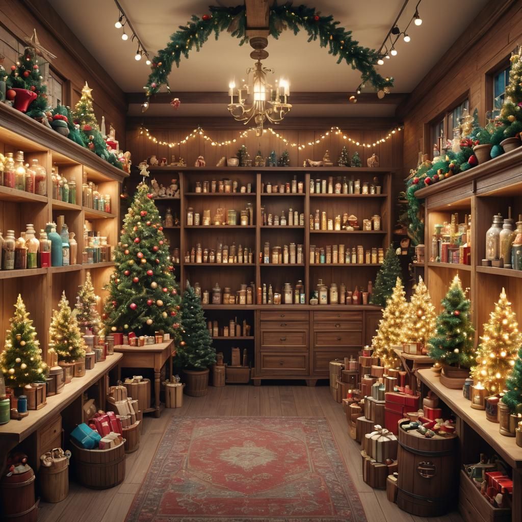 Warm Winter Wonderland Apothecary Christmas Scene