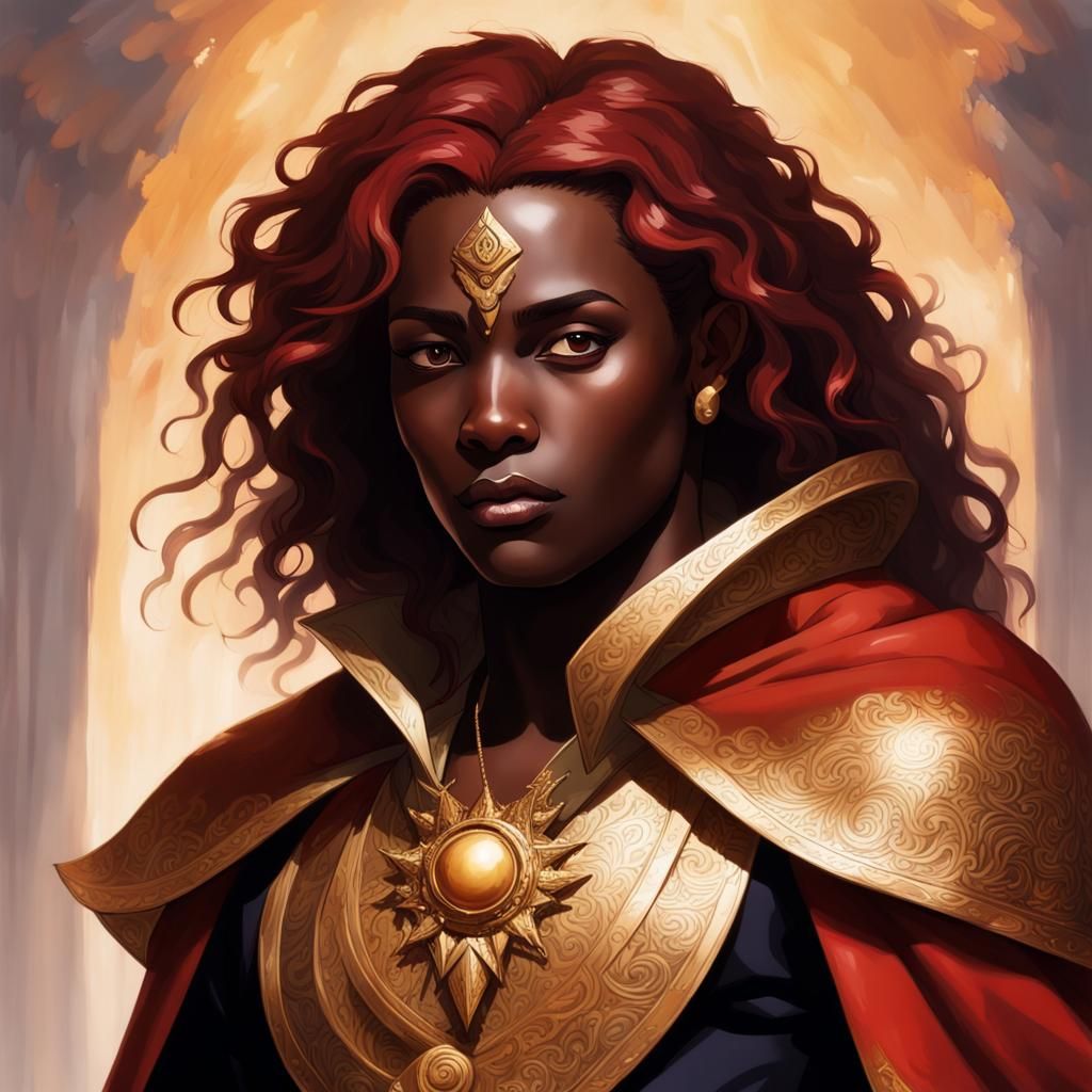 God of Alliances: Bronze Cloak in Oil Painting Style