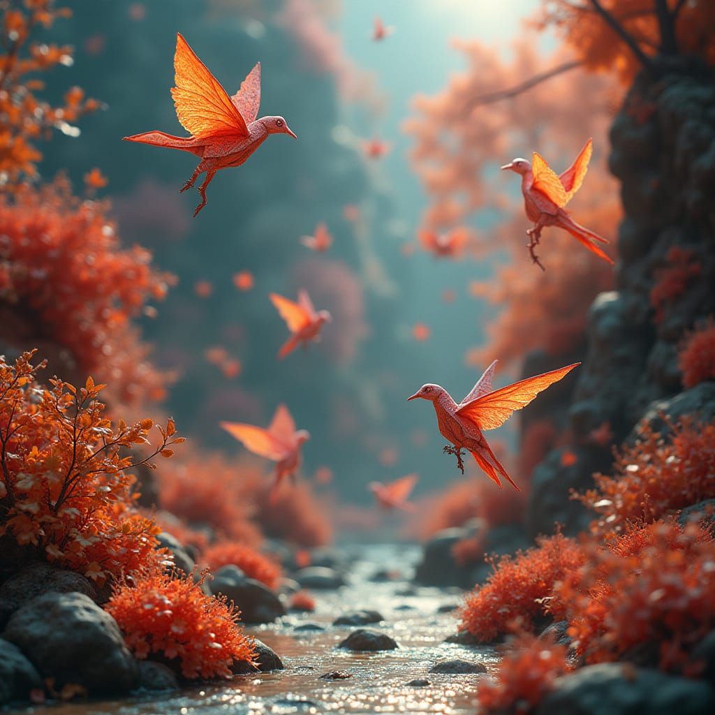 Origami Figures Come to Life in Vibrant Fantasy