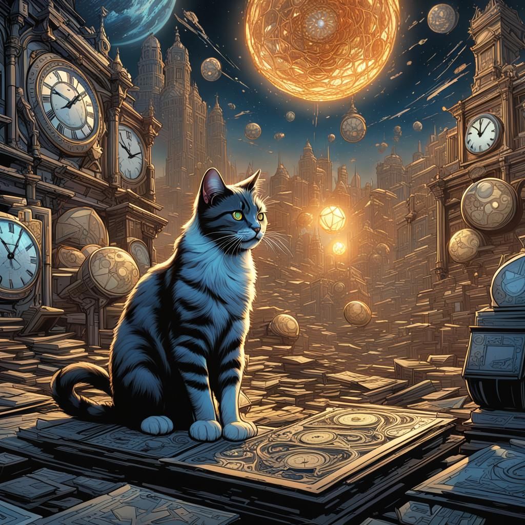 Rebellious Cat Destroys Economy in Comic Book Art