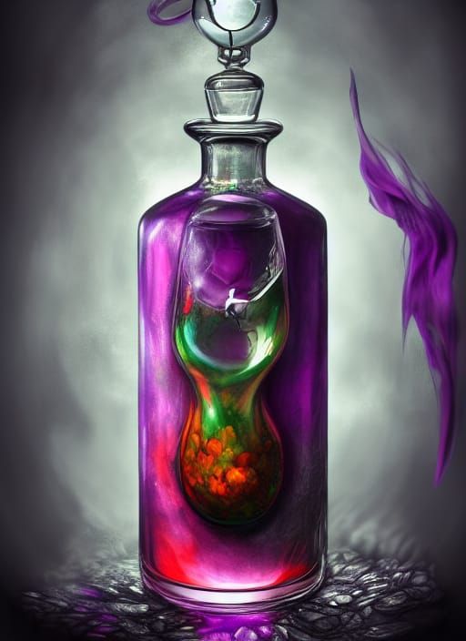 Sinister Magical Potion in Glass Vial, Hyper-Realistic Digit...