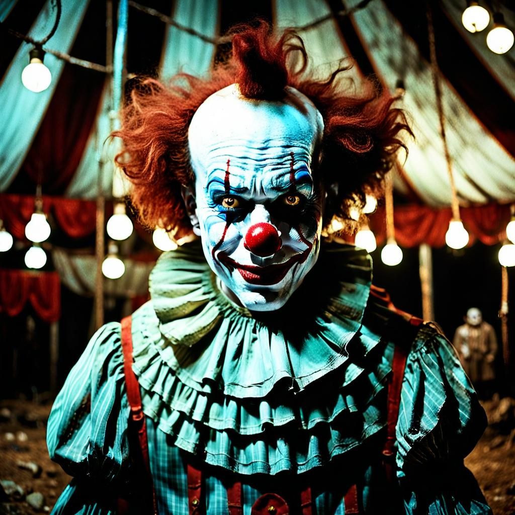 Surreal Clown in Abandoned Circus Tent