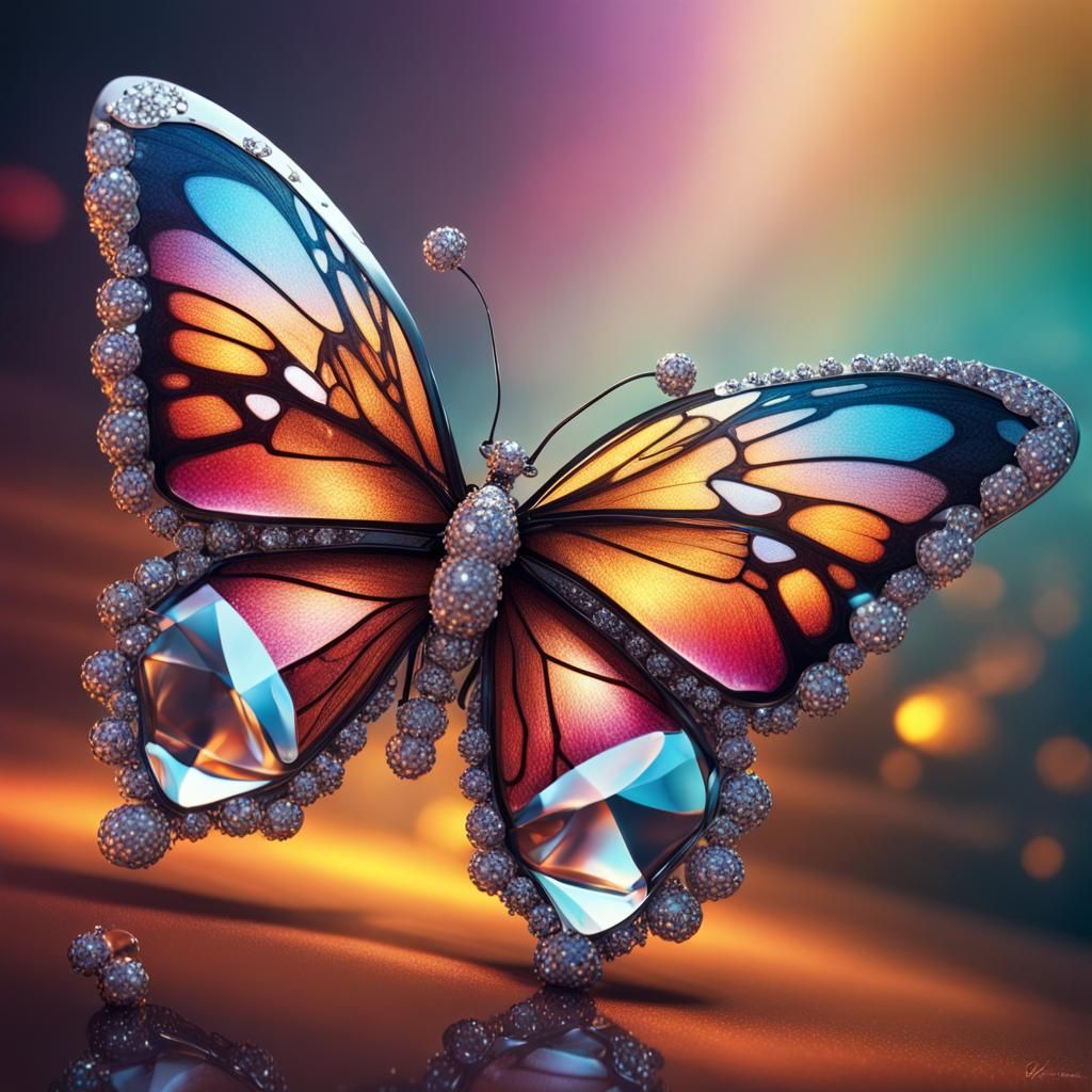 Hyperrealistic Diamond Butterfly Concept Art