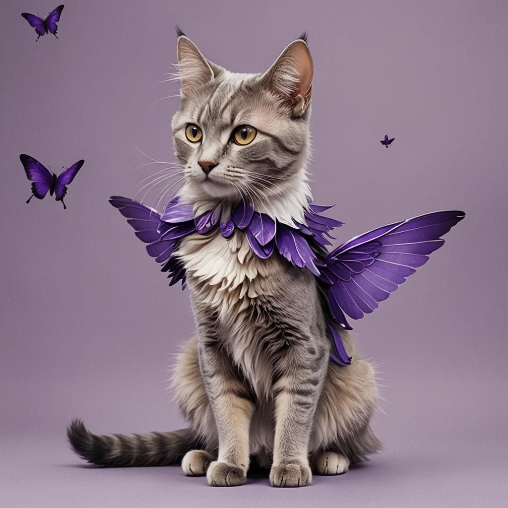 Purple-Winged Cat: A Whimsical Feline Fantasy