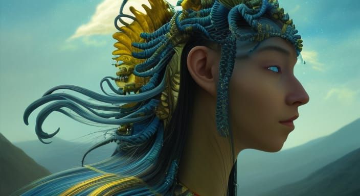 Na'vi Woman Driving School Bus: Hyperdetailed Digital Art