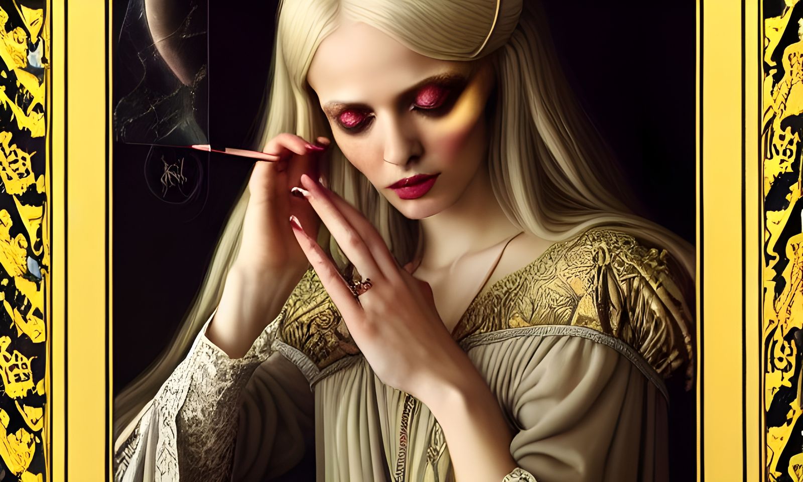 Beautiful Psychic Lady Telling Fortunes as Matte Painting