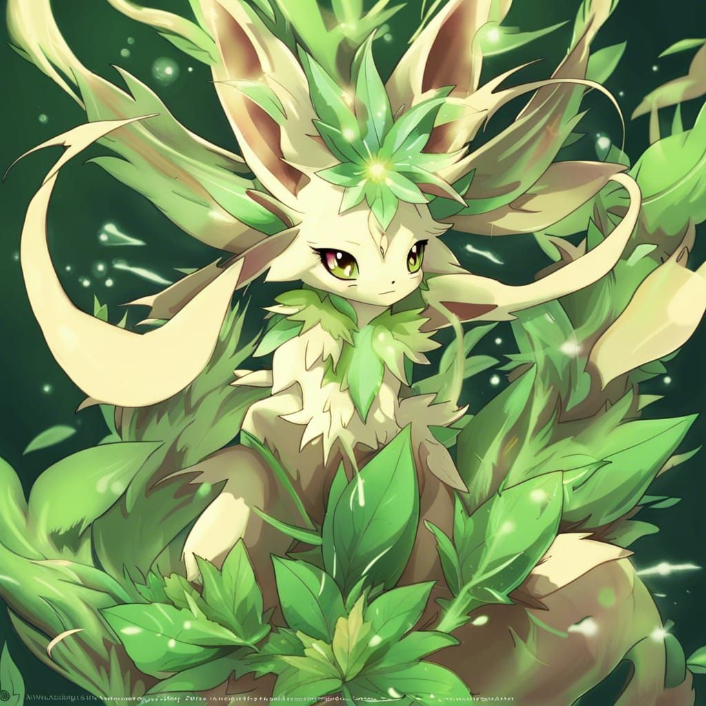 Leafeon Made of Trichomes in Anime Style