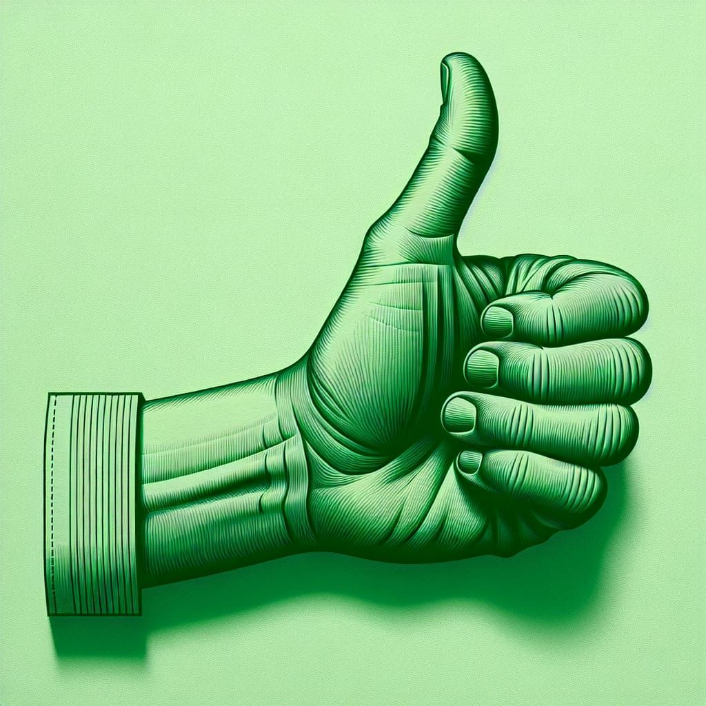 Green Hand Giving Thumbs Up Gesture