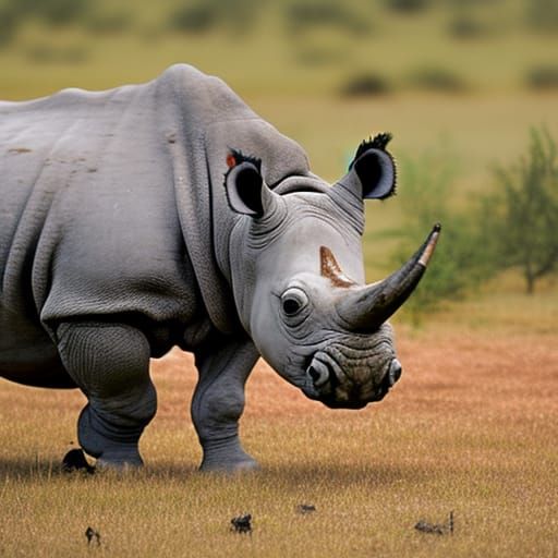 Red-Gray Two-Horned Rhino: National Geographic Style