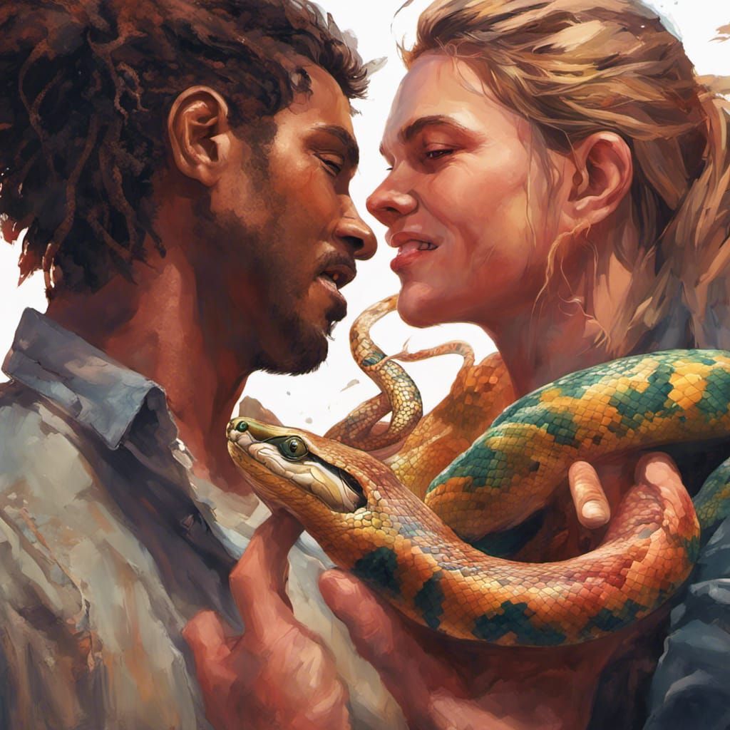 Hyperrealistic Splash Art: Snake Bite Proverb