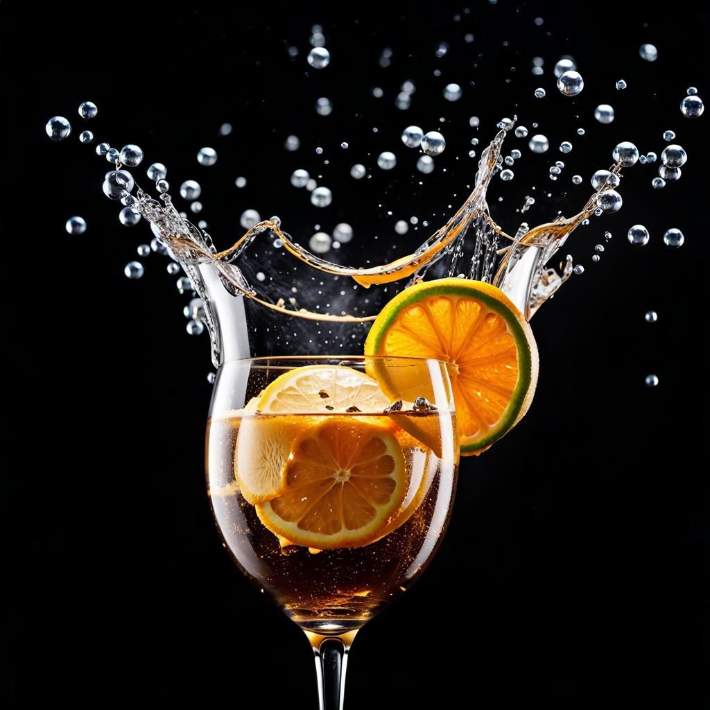 Soda Cascade in Candlelight, Hyperrealistic Photo