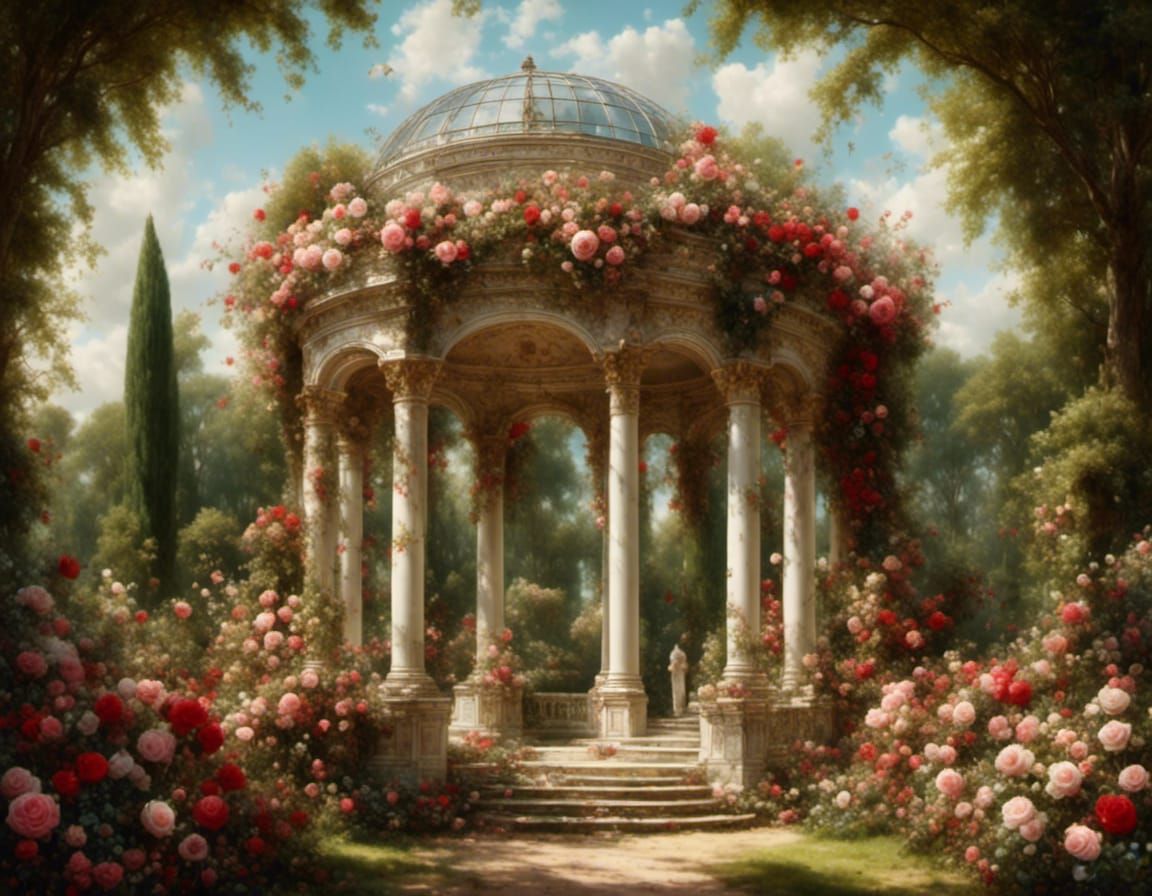 Palladian Summer Garden with Roses