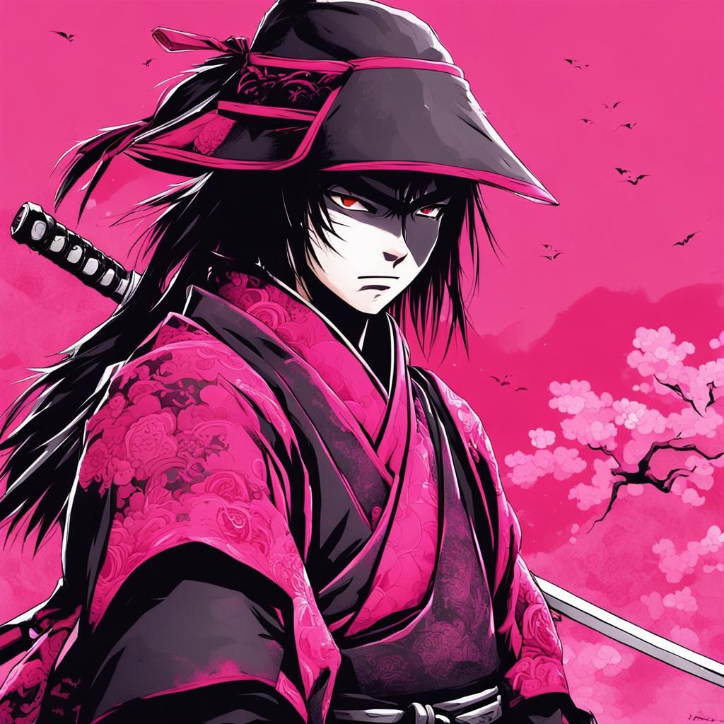 Pink Samurai Vigilante in Anime Key Visual Style