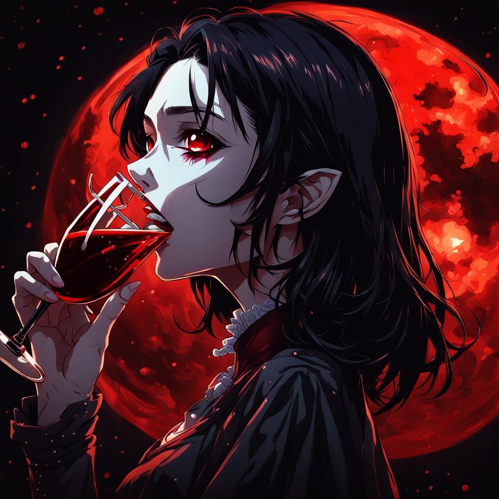 red moonlight dark study.