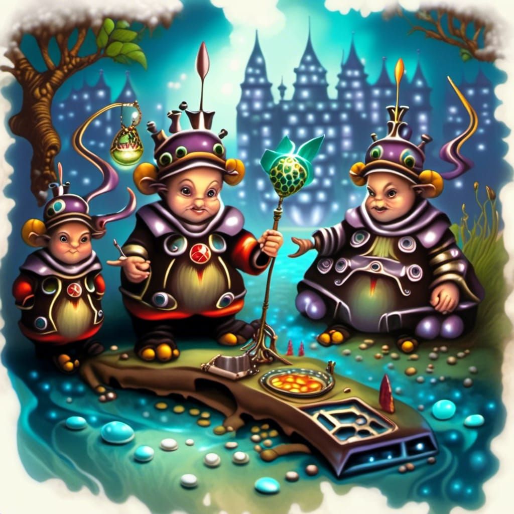 Dwarven Children Play with Gems in Fantasy Art