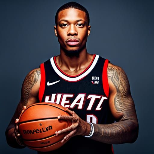 Damian Lillard Heat Jersey Portrait: Professional Studio Sho...