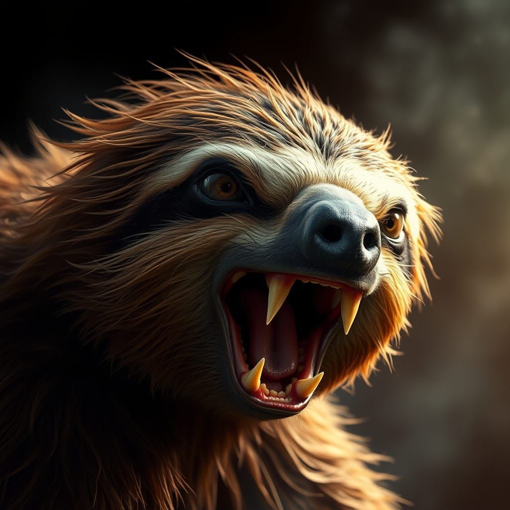 Wrathful Sloth Unleashed in Hyperrealistic Splendor